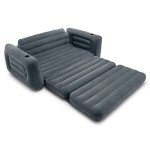Intex Inflatable Pull-Out Sofa: Velvety Surface, 2-in-1 Valve, Cupholder, 46" x 88" x 26" - Blow-Up Couch and Folding Queen Size Air Mattress Bed