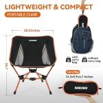 MARCHWAY Lightweight Folding Camping Chair, Stable Portable Compact for Outdoor Camp, Travel, Beach, Picnic, Festival, Hiking, Backpacking, Supports 330Lbs (Orange)