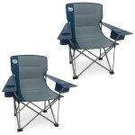TIMBER RIDGE Oversized Folding Camping Chair for Adults, Support 550 LBS Heavy Duty with Cup Holder Side Pocket for Camping, Lawn, Picnic, 2 Pack(Navy)
