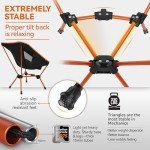 MARCHWAY Lightweight Folding Camping Chair, Stable Portable Compact for Outdoor Camp, Travel, Beach, Picnic, Festival, Hiking, Backpacking, Supports 330Lbs (Orange)