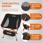 MARCHWAY Lightweight Folding Camping Chair, Stable Portable Compact for Outdoor Camp, Travel, Beach, Picnic, Festival, Hiking, Backpacking, Supports 330Lbs (Orange)