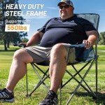 TIMBER RIDGE Oversized Folding Camping Chair for Adults, Support 550 LBS Heavy Duty with Cup Holder Side Pocket for Camping, Lawn, Picnic, 2 Pack(Navy)