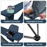 TIMBER RIDGE Oversized Folding Camping Chair for Adults, Support 550 LBS Heavy Duty with Cup Holder Side Pocket for Camping, Lawn, Picnic, 2 Pack(Navy)