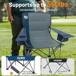 TIMBER RIDGE Oversized Folding Camping Chair for Adults, Support 550 LBS Heavy Duty with Cup Holder Side Pocket for Camping, Lawn, Picnic, 2 Pack(Navy)