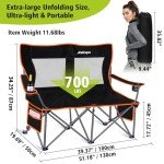 Camping Chairs Oversized Camping Chair Portable Lawn Chair Double Camping Chair for Adults Heavy Duty Folding Chair Support 700LBS with Big Side Organizer Pockets for Camping/Car Trunk/Beach/Campfires