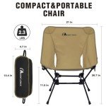 MOON LENCE Portable Camping Chair, Backpacking Chair, Ultralight & Compact, 400 lbs Capacity, for Outdoor Camp, Travel, Beach, Picnic, Hiking (Khaki 2 Pack)