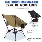 MOON LENCE Portable Camping Chair, Backpacking Chair, Ultralight & Compact, 400 lbs Capacity, for Outdoor Camp, Travel, Beach, Picnic, Hiking (Khaki 2 Pack)