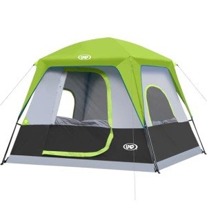 UNP 4-Person Tent, Portable Cabin Tent, Camping Tent 4-Person Easy Set Up, Waterproof with Top Rainfly for Outdoor Camping/Hiking (Fluorescent Green)