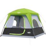 UNP 4-Person Tent, Portable Cabin Tent, Camping Tent 4-Person Easy Set Up, Waterproof with Top Rainfly for Outdoor Camping/Hiking (Fluorescent Green)
