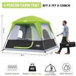 UNP 4-Person Tent, Portable Cabin Tent, Camping Tent 4-Person Easy Set Up, Waterproof with Top Rainfly for Outdoor Camping/Hiking (Fluorescent Green)