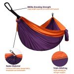 Gold Armour Camping Hammock - XL Double Hammock Portable Hammock Camping Accessories Gear for Outdoor Indoor with Tree Straps, USA Based Brand (Purple and Orange)