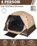 LOYEAHCAMP 4 Person Blackout Camping Tent, Easy Setup Waterproof Family Dome Tent for Camping with Rainfly, Portable Double Layer Large Family Tent for Outdoor Camping&Hiking