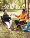 Sportneer Camping Chairs, Lightweight Outdoor Chairs with 2 Side Pockets & Storage Bag, Foldable & Portable Lawn Chairs for Camping Hiking Lawn Picnic Beach Outdoor Travel (1, Orange)