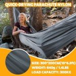 NATUREFUN Ultra-Light Travel Camping Hammock | 300kg Load Capacity,(300x200cm) Breathable,Quick-Drying Parachute Nylon | 2 x Premium Carabiners,2 x Nylon Slings Included | for Outdoor Indoor Garden