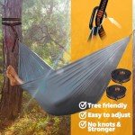 NATUREFUN Ultra-Light Travel Camping Hammock | 300kg Load Capacity,(300x200cm) Breathable,Quick-Drying Parachute Nylon | 2 x Premium Carabiners,2 x Nylon Slings Included | for Outdoor Indoor Garden
