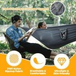 NATUREFUN Ultra-Light Travel Camping Hammock | 300kg Load Capacity,(300x200cm) Breathable,Quick-Drying Parachute Nylon | 2 x Premium Carabiners,2 x Nylon Slings Included | for Outdoor Indoor Garden