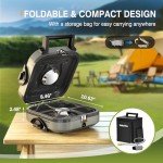 Habitio 2-Burner Camping Stove Foldable, Portable Propane Camp Stove with 16000 BTU Adjustable Burners and Piezo Ignition, Folding Stove with Carry Bag & Handle for Camping, Tailgating, Backyard BBQ