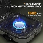 Habitio 2-Burner Camping Stove Foldable, Portable Propane Camp Stove with 16000 BTU Adjustable Burners and Piezo Ignition, Folding Stove with Carry Bag & Handle for Camping, Tailgating, Backyard BBQ