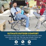 GCI OUTDOOR Freestyle Rocker XL with Side Table Camping Chair | Portable Folding Rocking Chair with Solid, Durable Armrests, Drink Holder & Comfortable Backrest — Black