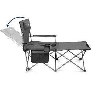 apollo walker Camping Chairs for Adults - 6 Legged Reclining Chair with Foot Rest, Adjustable 90° - 135° Beach Lounge Chair Outdoor, Folding Chairs for Outside with Detachable Pillow & Carry Bag Grey