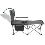 apollo walker Camping Chairs for Adults - 6 Legged Reclining Chair with Foot Rest, Adjustable 90° - 135° Beach Lounge Chair Outdoor, Folding Chairs for Outside with Detachable Pillow & Carry Bag Grey