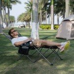 apollo walker Camping Chairs for Adults - 6 Legged Reclining Chair with Foot Rest, Adjustable 90° - 135° Beach Lounge Chair Outdoor, Folding Chairs for Outside with Detachable Pillow & Carry Bag Grey