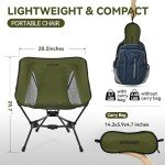 MARCHWAY Lightweight Folding Camping Chair, Stable Portable Compact for Outdoor Camp, Travel, Beach, Picnic, Festival, Hiking, Backpacking, Supports 330Lbs (Green)