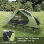 Night Cat Camping Cot Tent - Waterproof 1-Person Off-Ground Combo Cot Bed for Adults Portable Easy Set-up Tent