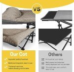 ATORPOK Camping Cot for Adults with Cushion and Pillow, Portable Folding Bed for Sleeping, Lightweight Tent cot with Carry Bag Supports 450 lbs (Khaki)