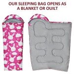 Kids Sleeping Bags - Camping Sleeping Bags with Carry Bag - Compact Sleeping Bag for Hiking, Backpacking 3 Season Warm & Cool Weather, Lightweight Waterproof Outdoor Travel for Boys Girls (Pink)