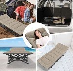 ATORPOK Camping Cot for Adults with Cushion and Pillow, Portable Folding Bed for Sleeping, Lightweight Tent cot with Carry Bag Supports 450 lbs (Khaki)