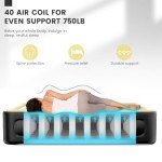 SULDUO Luxury Air Mattress Queen with Built in Pump, 18'' High Double Blow Up Mattress, Self Inflating Air Bed with Flocked Top and Carry Bag, Durable Portable Airbed for Home Guest and Camping, Khaki