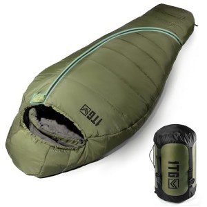 Mummy Sleeping Bag for Adults, Cold Weather Camping Sleeping Bags (25-36℉) with Adjustable Hood, Phone Pocket, Compression Sack for Warm Camping Hiking Outdoor Travel Hunting