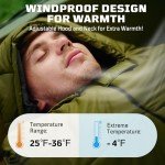 Mummy Sleeping Bag for Adults, Cold Weather Camping Sleeping Bags (25-36℉) with Adjustable Hood, Phone Pocket, Compression Sack for Warm Camping Hiking Outdoor Travel Hunting