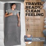 Tough Outdoors Sleeping Bag Liner - Adult Sleep Sack & Travel Sheets-Travel Sleep Sack for Backpacking -Sleeping Bag Liners - Gray with Zipper