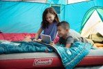 Coleman Kids 50°F Sleeping Bag for Children up to 5ft Tall, Glow in The Dark Design, Machine Washable