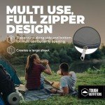 Tough Outdoors Sleeping Bag Liner - Adult Sleep Sack & Travel Sheets-Travel Sleep Sack for Backpacking -Sleeping Bag Liners - Gray with Zipper
