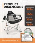 KingCamp Camping Chairs, Oversized Hammock Chairs, Folding Rocking Chairs, Aluminum Adjustable Back Swing Chair, Chair with Removable Footrest Pillow Cup Holder for Outdoor Beach Lawn (Black/Grey)