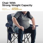 ALPHA CAMP Oversized Camping Folding Chair Heavy Duty with Cooler Bag Support 450 LBS Steel Frame Collapsible Padded Arm Quad Lumbar Back Chair Portable for Lawn Outdoor,Blue,2PC