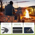 ALPHA CAMP Oversized Camping Folding Chair Heavy Duty with Cooler Bag Support 450 LBS Steel Frame Collapsible Padded Arm Quad Lumbar Back Chair Portable for Lawn Outdoor,Blue,2PC