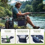 ALPHA CAMP Oversized Camping Folding Chair Heavy Duty with Cooler Bag Support 450 LBS Steel Frame Collapsible Padded Arm Quad Lumbar Back Chair Portable for Lawn Outdoor,Blue,2PC