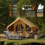 Rbm Outdoors Panda Inflatable Tents for Camping with Stove Jack, Canvas Blow Up Tent 2-4-6 Person, Easy Setup Inflatable Tent, Waterproof Hot House, Casa de Campaña with Hand Pump (Yellow, Large)