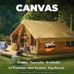Rbm Outdoors Panda Inflatable Tents for Camping with Stove Jack, Canvas Blow Up Tent 2-4-6 Person, Easy Setup Inflatable Tent, Waterproof Hot House, Casa de Campaña with Hand Pump (Yellow, Large)