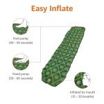 Amazon Basics Camping Sleeping Pad with Quick-Inflate Foot Pump, Water Resistant, Ultralight, Olive Green