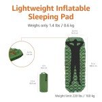 Amazon Basics Camping Sleeping Pad with Quick-Inflate Foot Pump, Water Resistant, Ultralight, Olive Green