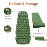 Amazon Basics Camping Sleeping Pad with Quick-Inflate Foot Pump, Water Resistant, Ultralight, Olive Green