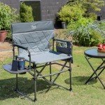 TIMBER RIDGE Heavy Duty Camping Chair with Compact Size, Portable Directors Chair with Side Table and Pocket for Camping, Lawn, Sports and Fishing, Supports Up to 400lbs, Grey