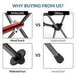 SHALLWE Ultralight Portable Camping Chair,Aviation Aluminum Frame Compact Folding Chairs,300lbs Capacity with Wide Feet and Storage Bag,Suitable for Camping,BBQ,Hiking,Beach,Lawn(Gray)