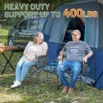 TIMBER RIDGE Heavy Duty Camping Chair with Compact Size, Portable Directors Chair with Side Table and Pocket for Camping, Lawn, Sports and Fishing, Supports Up to 400lbs, Grey