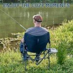 TIMBER RIDGE Heavy Duty Camping Chair with Compact Size, Portable Directors Chair with Side Table and Pocket for Camping, Lawn, Sports and Fishing, Supports Up to 400lbs, Grey